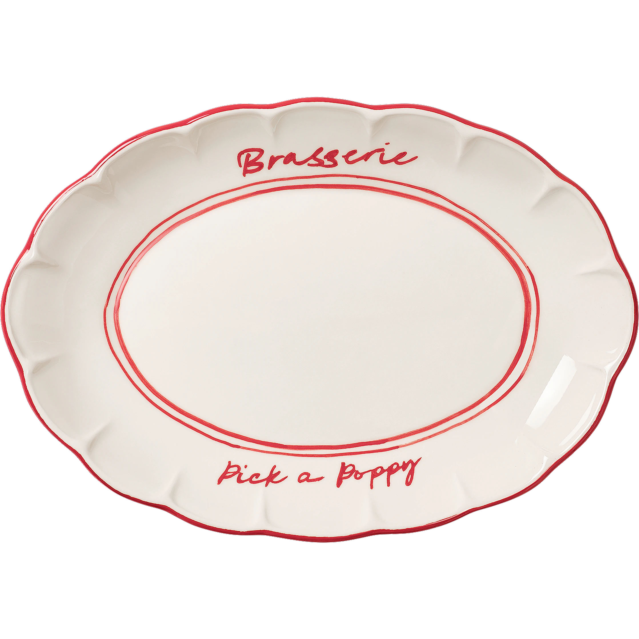 Pick a Poppy Bistro Serveringsfat 25 Cm  -  Serveringsfat Fajanse R&oslash;d - C06253613SS26-471