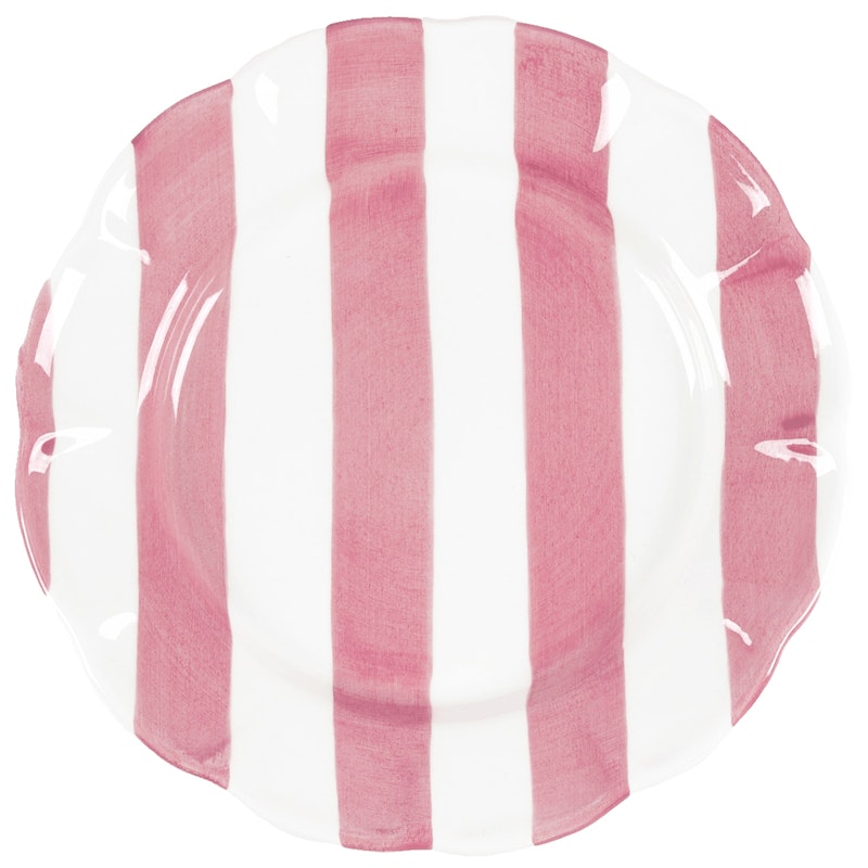 Stripe Sidetallerken 22 cm, Mørk Rosa