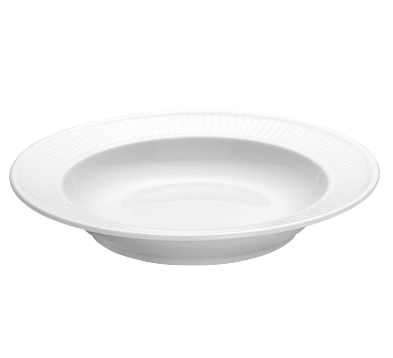 Plissé Dyp Tallerken 22 cm, Hvit