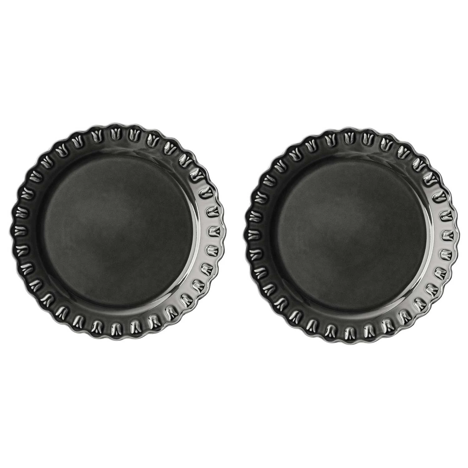 Potteryjo Tulipa Tallerken 26 Cm 2-pk  -  Tallerkener Stengods Almost Black - 025501-V2440