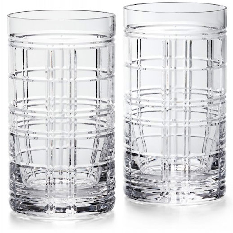 Hudson Plaid Highball-Glass 2-pk