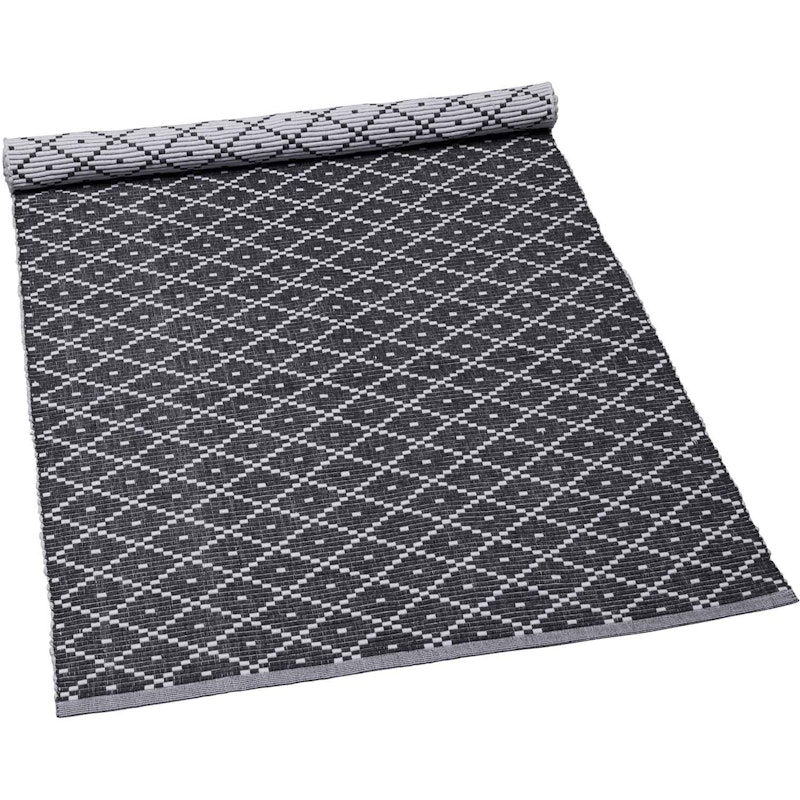 Ella Ribbet Teppe Mørkegrå / Hvit, 70x160 cm