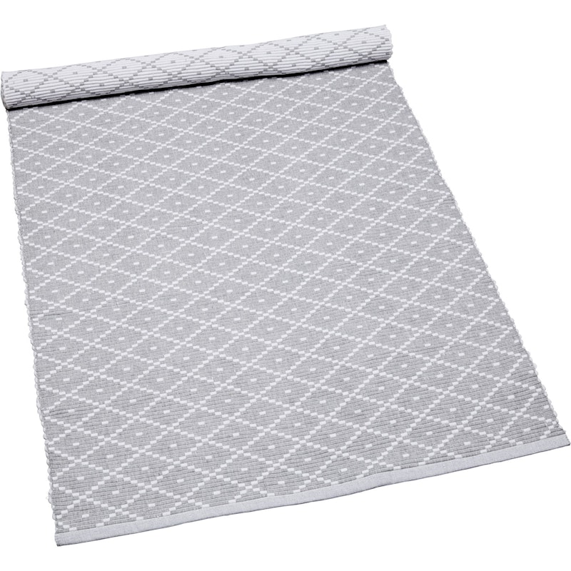 Ella Ribbet Teppe Grå / Hvit, 70x250 cm