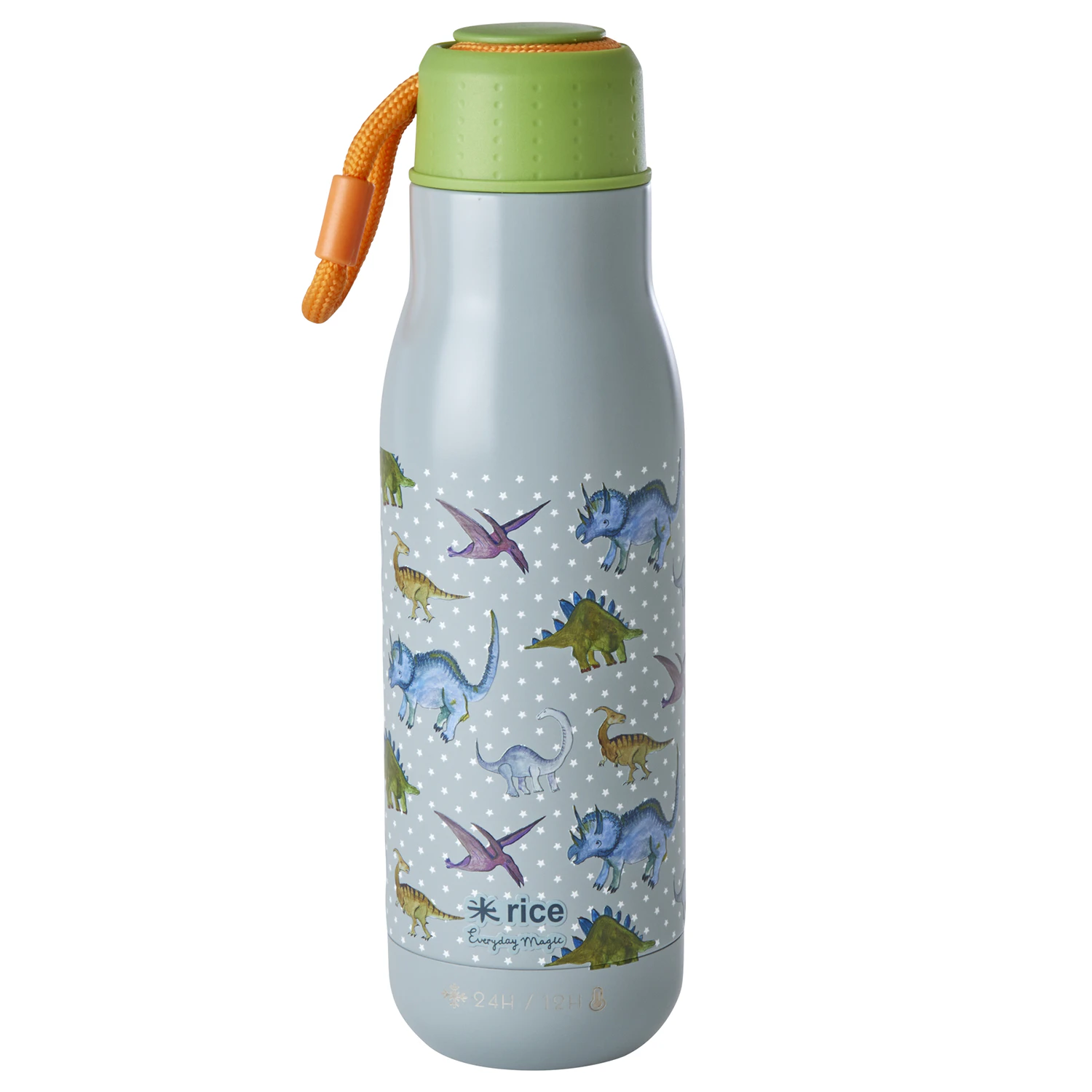 Rice Drikkeflaske 50 Cl New Dino -  Barnekrus Rustfritt St&aring;l Gr&aring; - STBOT-NDINO