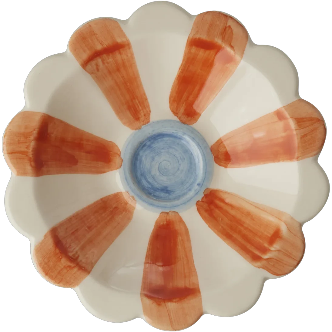 Rice Flower Dipsk&aring;l Med H&aring;ndmalte Striper Oransje -  Serveringssk&aring;ler Keramikk Orange - CEDBW-HPIXCO