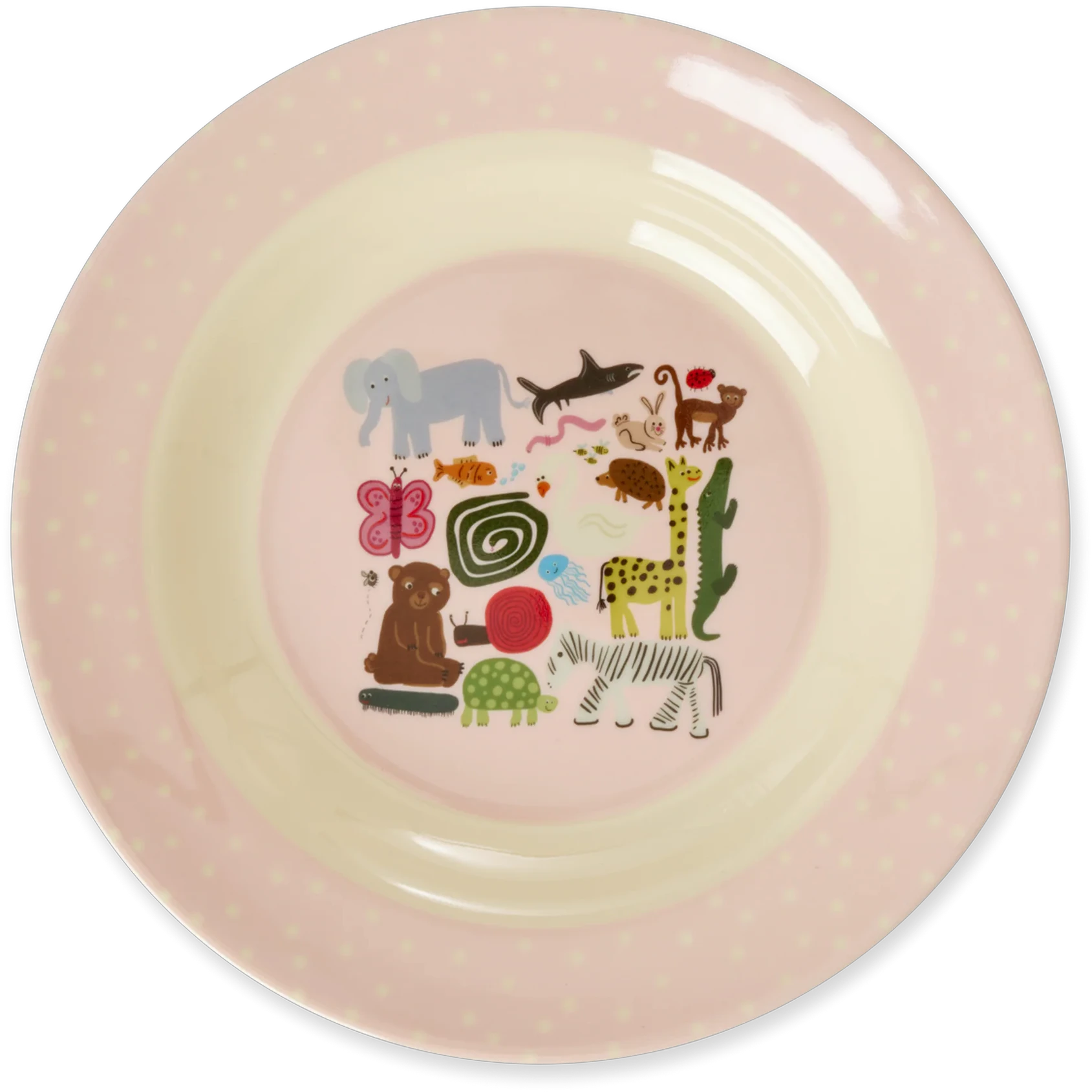 Rice e Bowl 20 Cm Pink Wildlife -  Barnetallerkener Melamin - KIBOW-WILII
