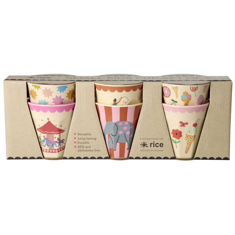 Melaminkopper 6-pk, Pink Fun Fair
