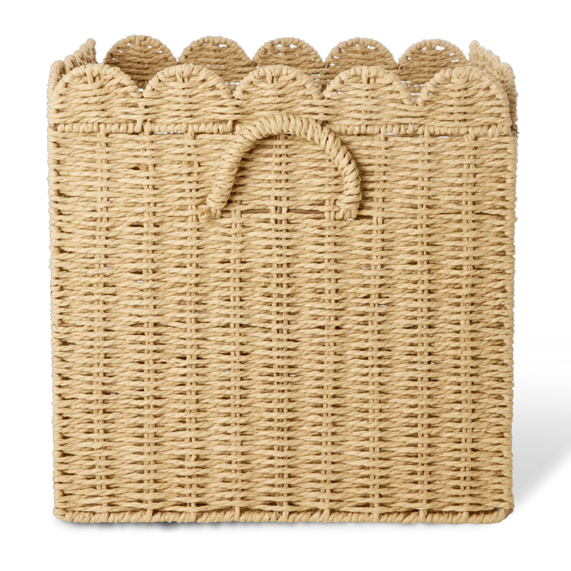 Paper Rope Kurv Sammenleggbar Med Skjellformede Kanter 33 cm, Naturlig