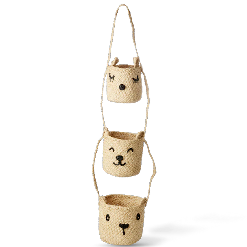 Raffia Hengeoppbevaring Med Dyrehoder, Naturlig