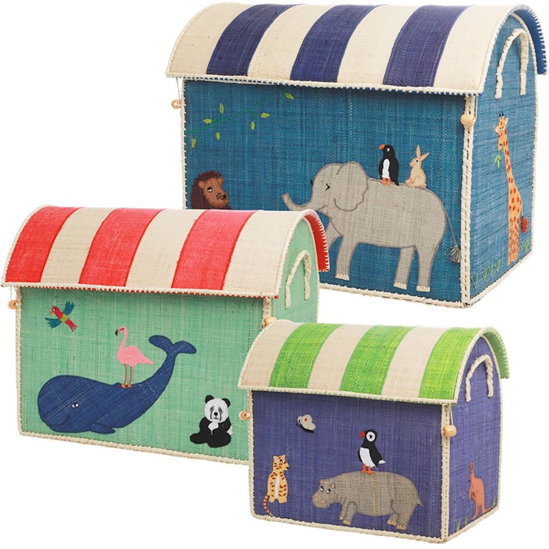 Raffia Animal Oppbevaring Til Leker, Sett