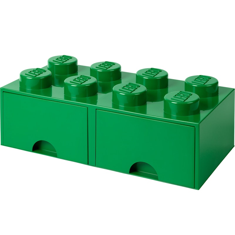 LEGO® Oppbevaring med 2 Skuffer 8 Knotter, Mørkegrønn