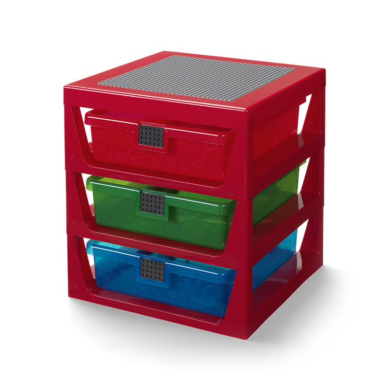 LEGO® Hylle Med 3 Skuffer, Rød