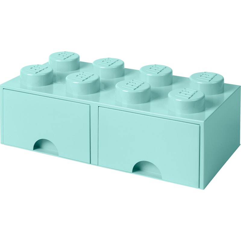 LEGO® Oppbevaring Med 2 Skuffer 8 Knotter, Aqua