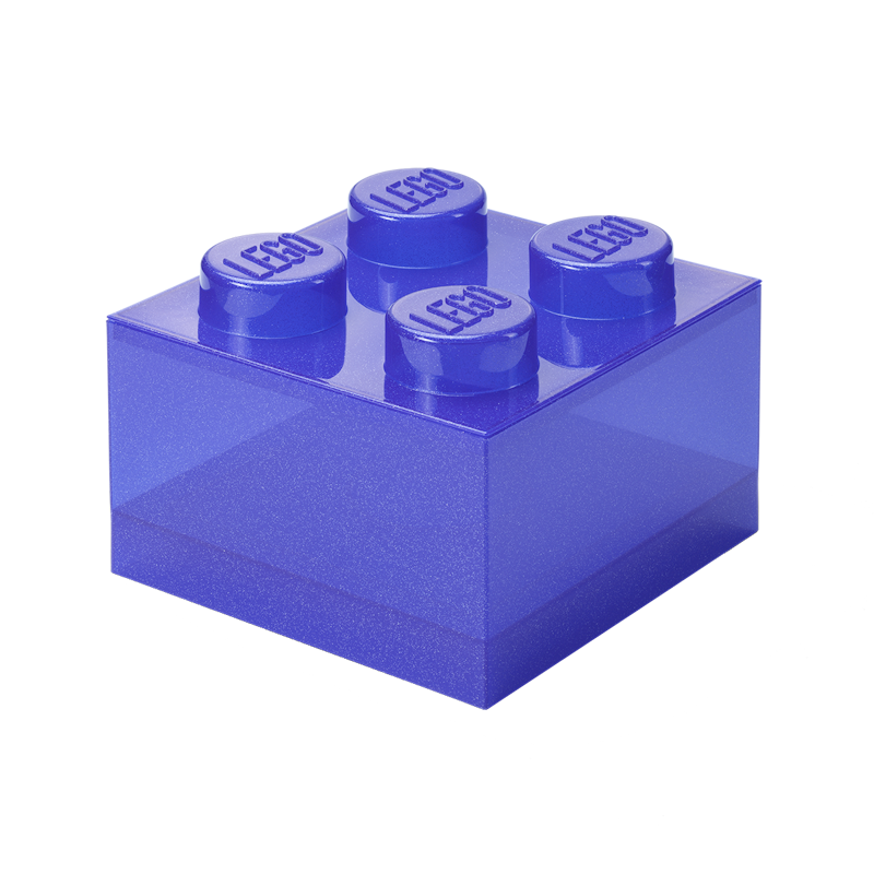 LEGO® Brick Boks Translucent 4 Knotter, Glitter Violet