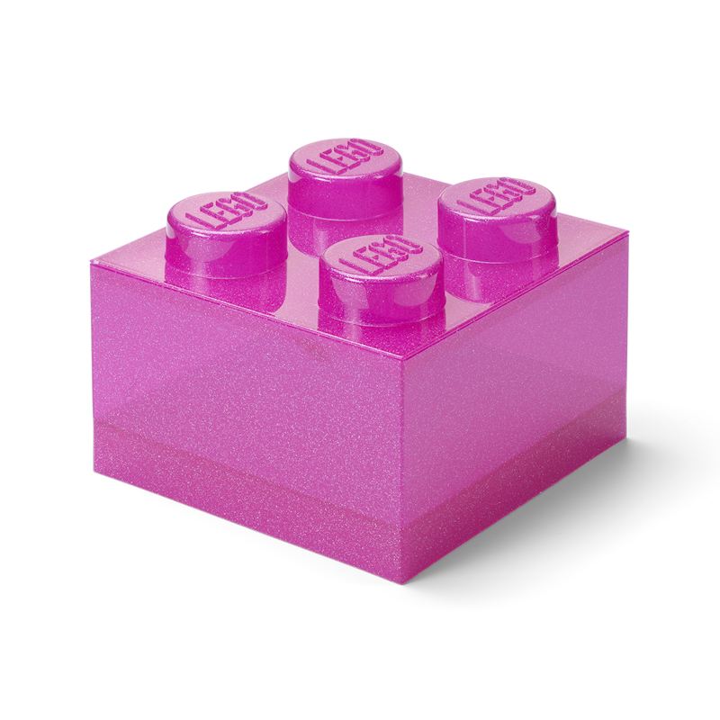 LEGO® Brick Boks Translucent 4 Knotter, Glitter Medium Violet