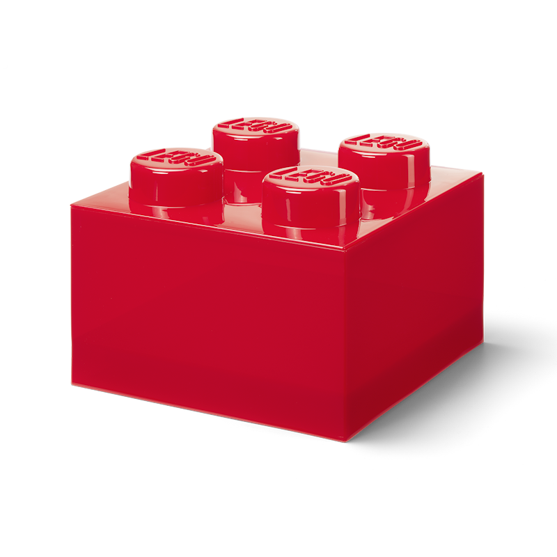 LEGO® Brick Boks Translucent 4 Knotter, Rød