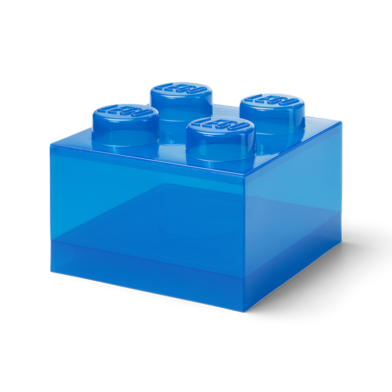 LEGO® Brick Boks Translucent 4 Knotter, Blå