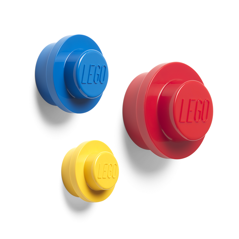 LEGO® Veggkroker 3-pk, Blå / Rød / Gul