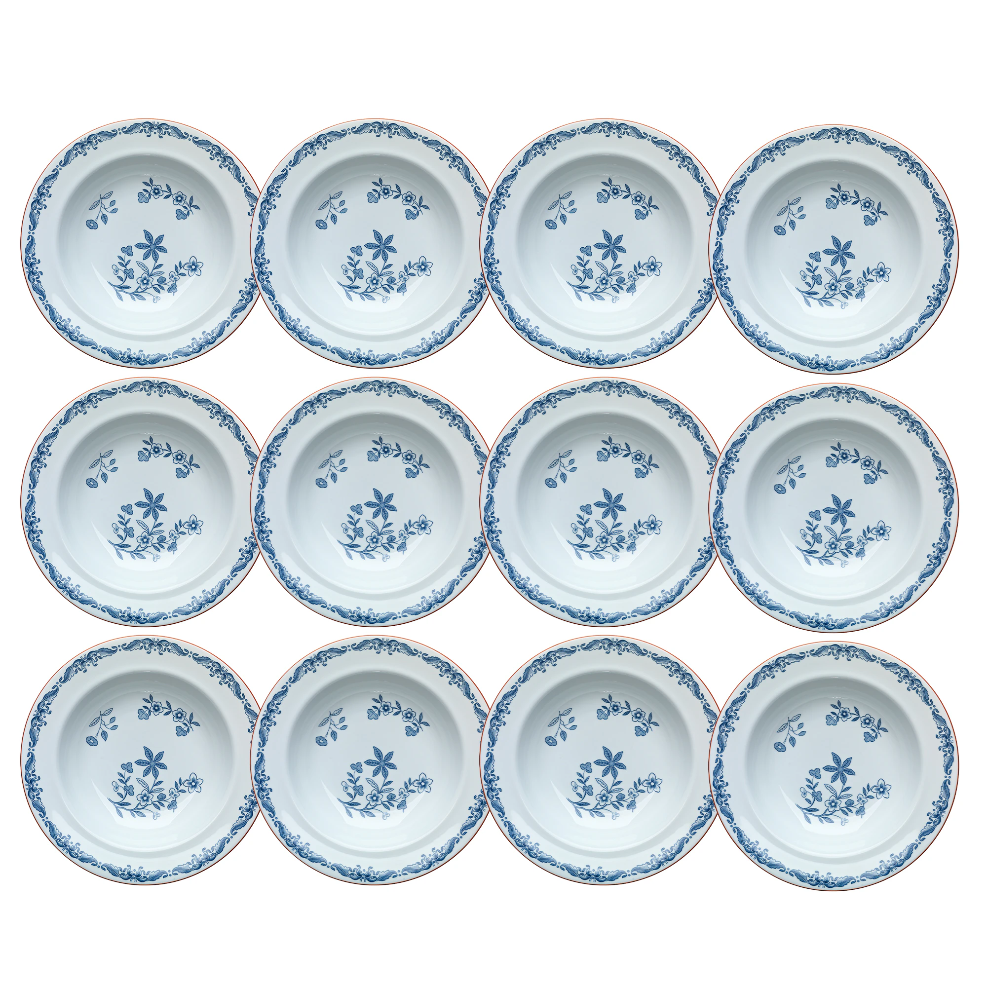 R&ouml;rstrand Ostindia Dyp Tallerken 24 Cm 12-pk - Dype tallerkener Porselen Bl&aring; - 1011689X12