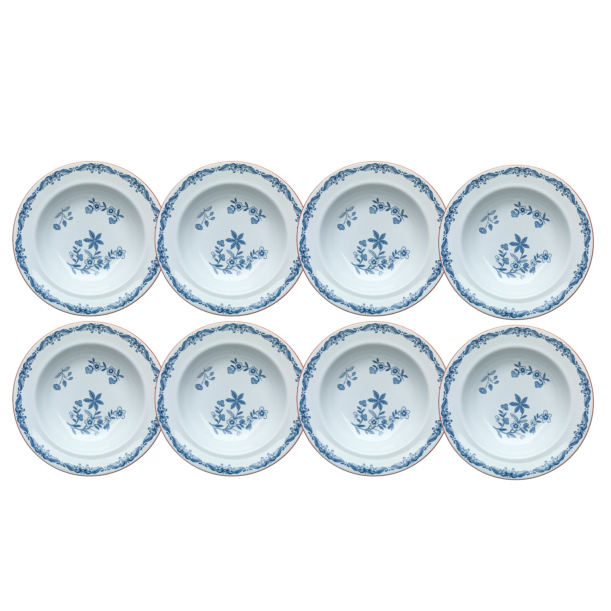 R&ouml;rstrand Ostindia Dyp Tallerken 24 Cm 8-pk - Dype tallerkener Porselen Bl&aring; - 1011689X8