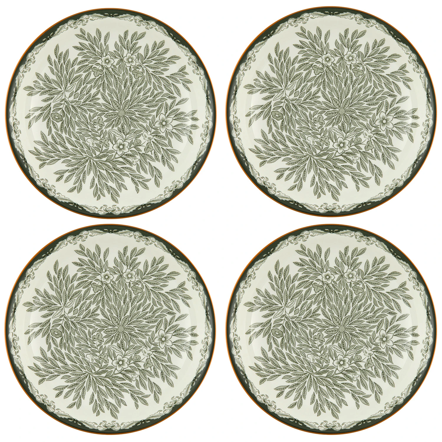 R&ouml;rstrand Ostindia Floris Dyp Tallerken 22 Cm 4-pk  -  Dype tallerkener Porselen Gr&oslash;nn - 1074224-4PACK