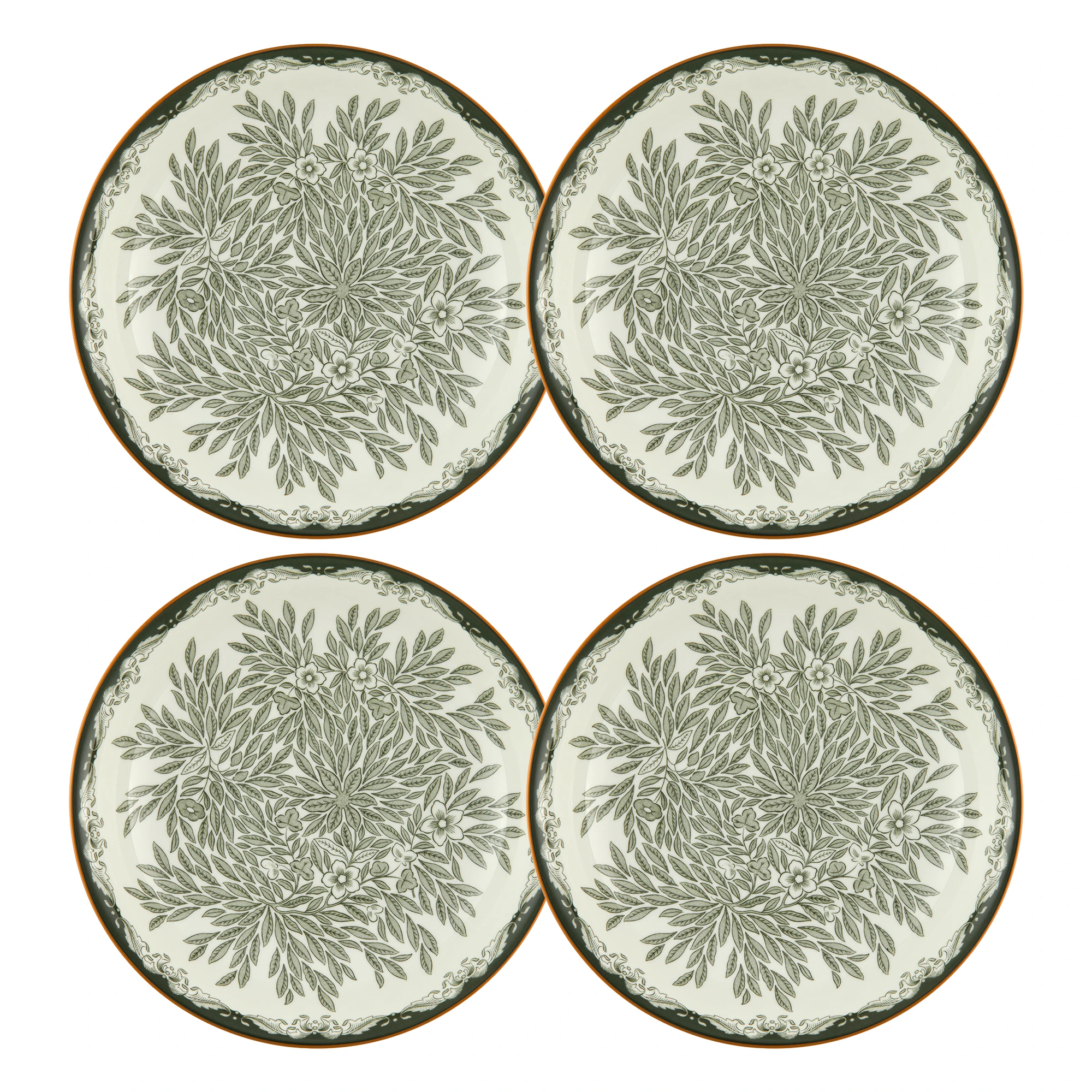R&ouml;rstrand Ostindia Floris Dyp Tallerken 22 Cm 4-pk - Dype tallerkener Porselen Gr&oslash;nn - 1074224-4PACK