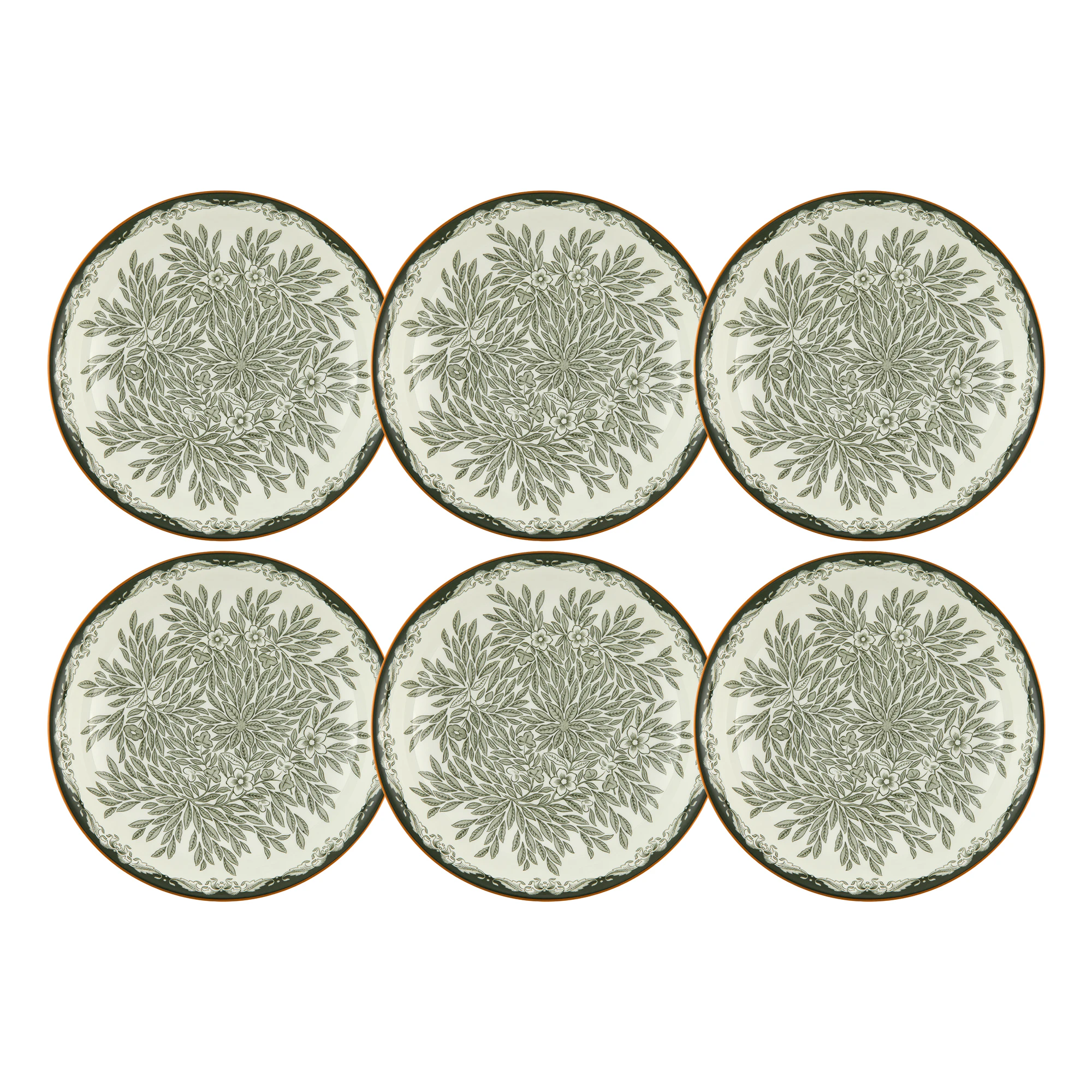 R&ouml;rstrand Ostindia Floris Dyp Tallerken 22 Cm 6-pk - Dype tallerkener Porselen Gr&oslash;nn - 1074224X6