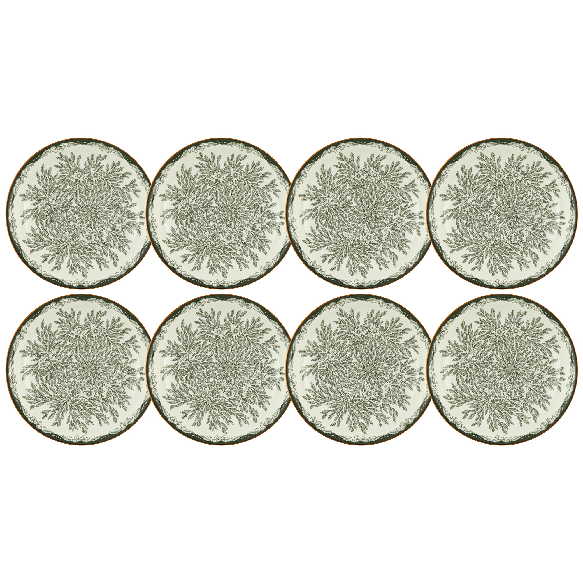 R&ouml;rstrand Ostindia Floris Dyp Tallerken 22 Cm 8-pk - Dype tallerkener Porselen Gr&oslash;nn - 1074224X8