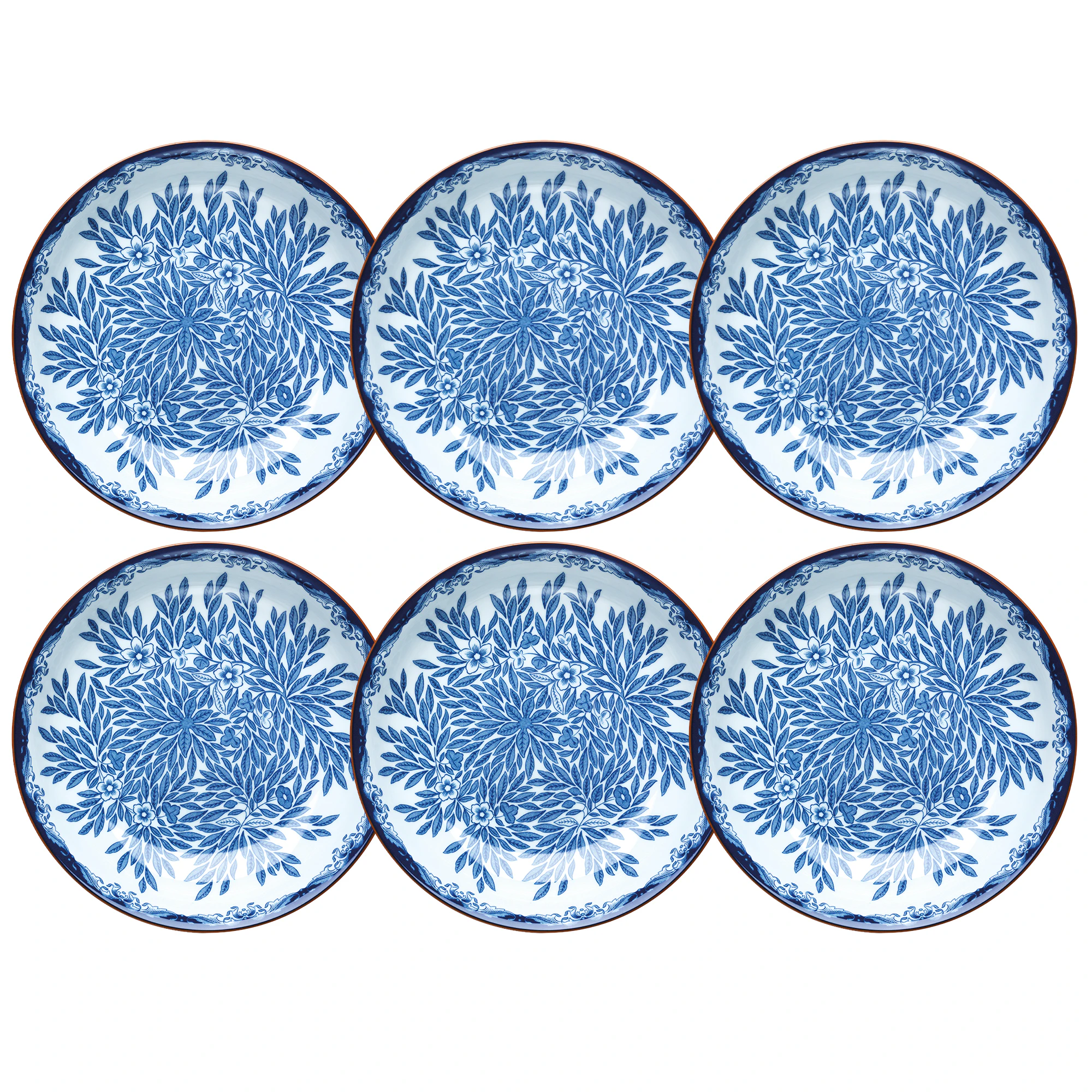 R&ouml;rstrand Ostindia Floris Dyp Tallerken 22 Cm 6-pk - Dype tallerkener Porselen Bl&aring; - 1019771X6