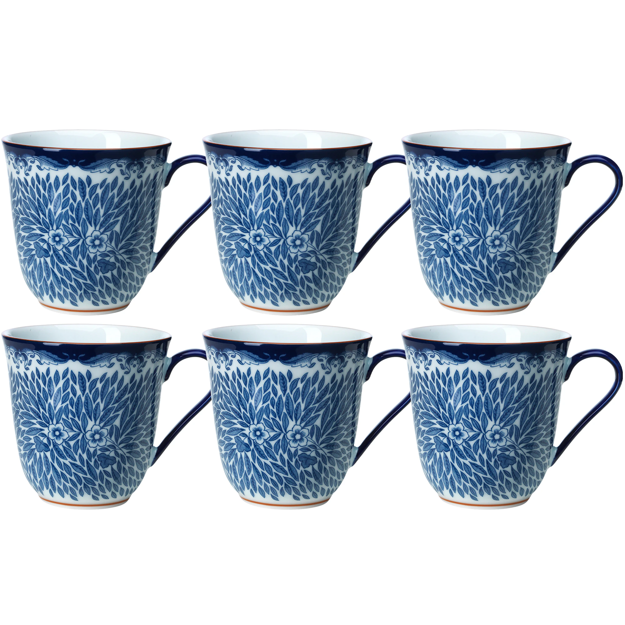 R&ouml;rstrand Ostindia Floris Krus 30 Cl 6-pk - Kaffekopper Porselen Bl&aring; - 1012353X3
