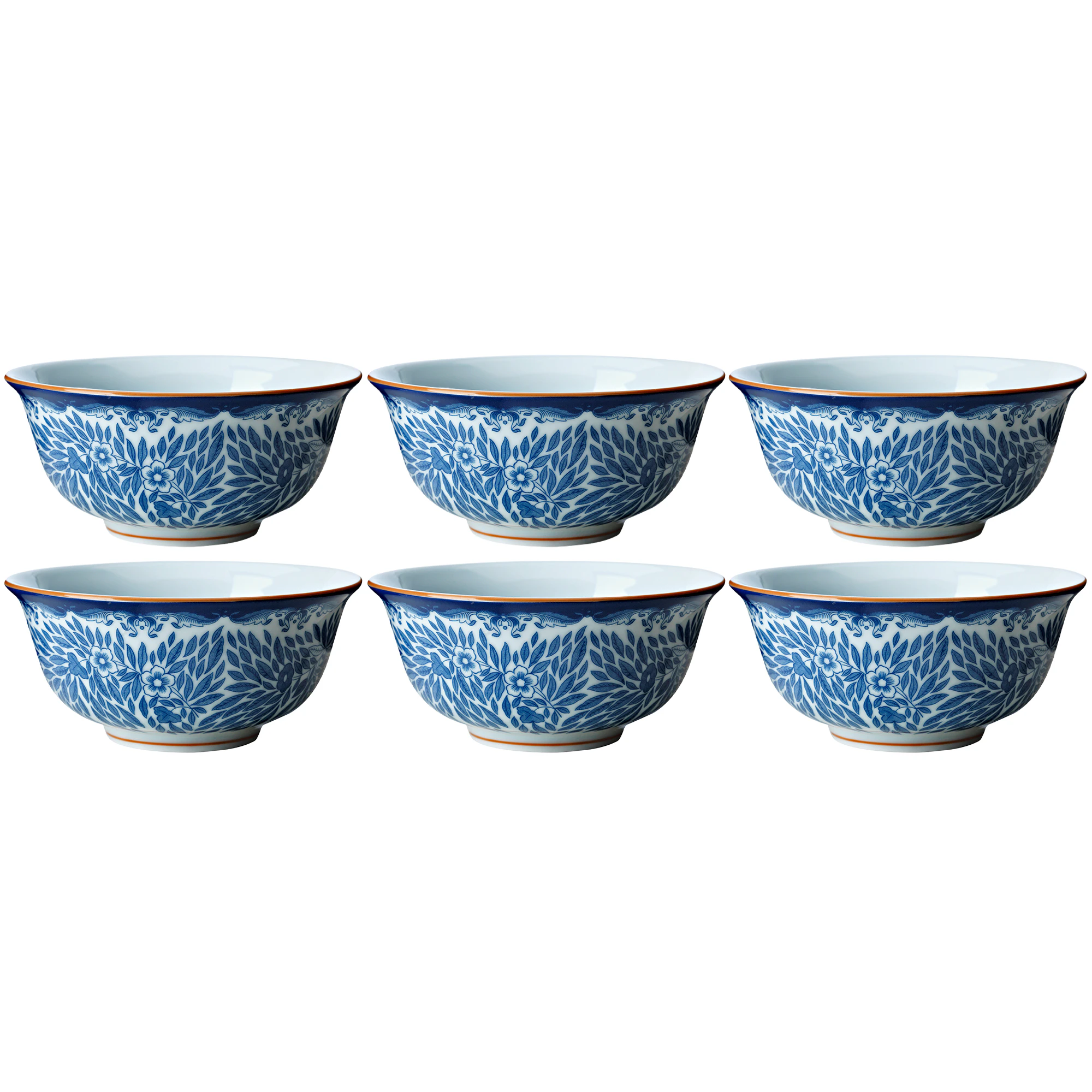 R&ouml;rstrand Ostindia Floris Sk&aring;l 50 Cl 6-pk - Serveringssk&aring;ler Porselen Bl&aring; - 1012346X6