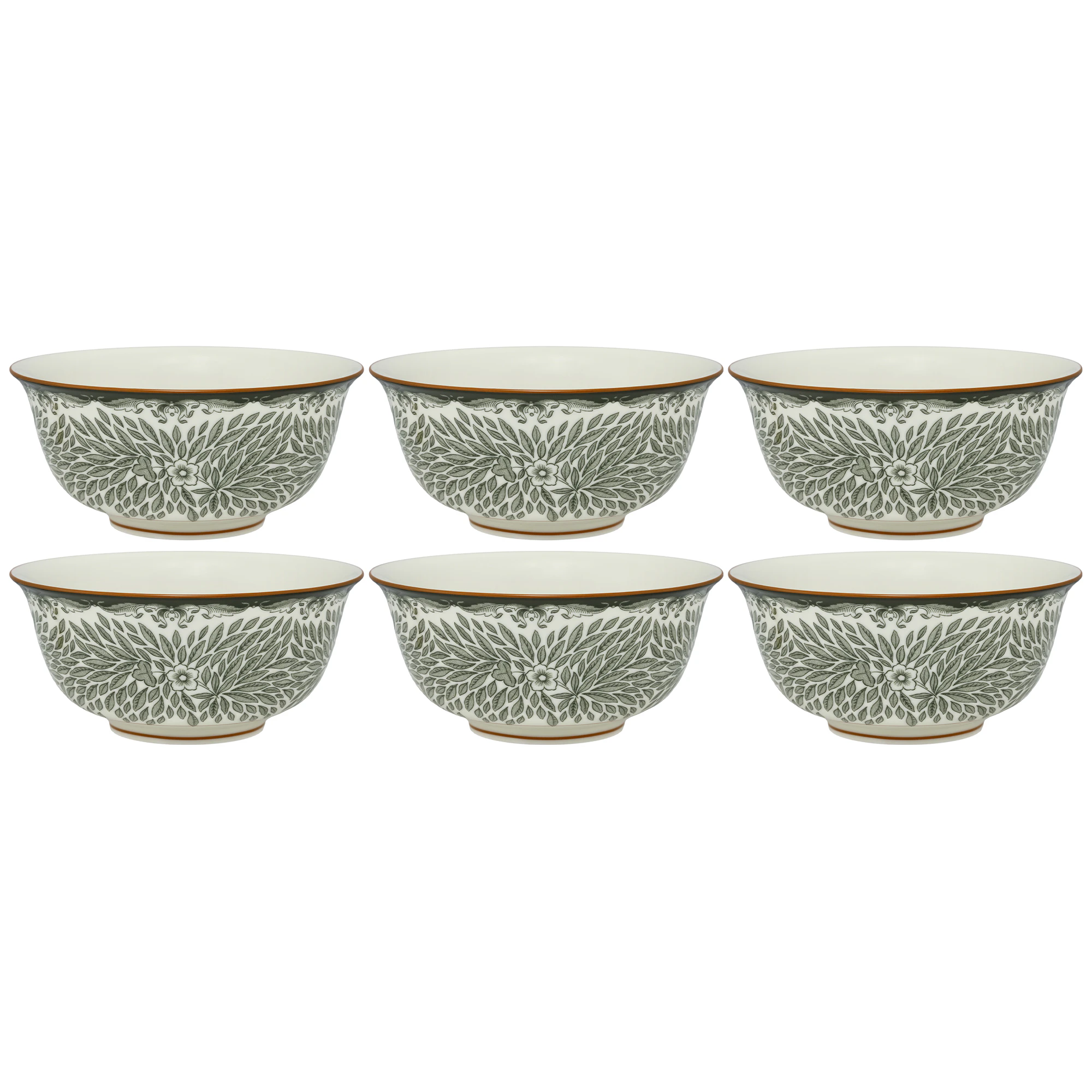 R&ouml;rstrand Ostindia Floris Sk&aring;l 50 Cl 6-pk - Serveringssk&aring;ler Porselen Gr&oslash;nn - 1074219X6