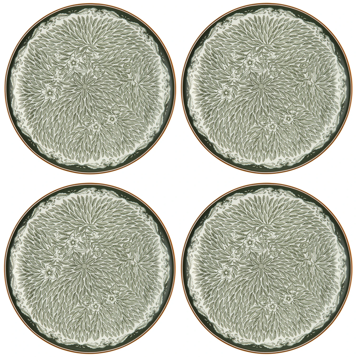 R&ouml;rstrand Ostindia Floris Tallerken 20 Cm 4-pk  -  Asjetter Porselen Gr&oslash;nn - 1074223-4PACK