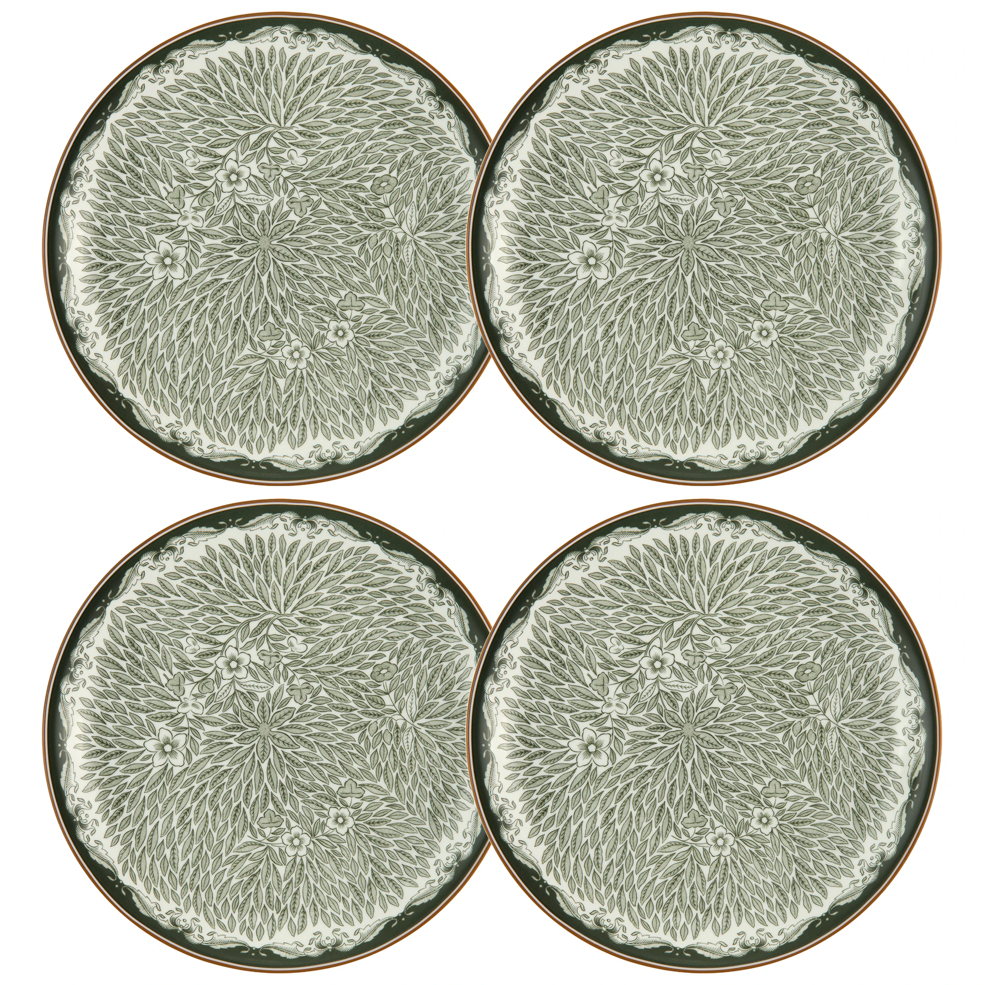 R&ouml;rstrand Ostindia Floris Tallerken 20 Cm 4-pk - Asjetter Porselen Gr&oslash;nn - 1074223-4PACK