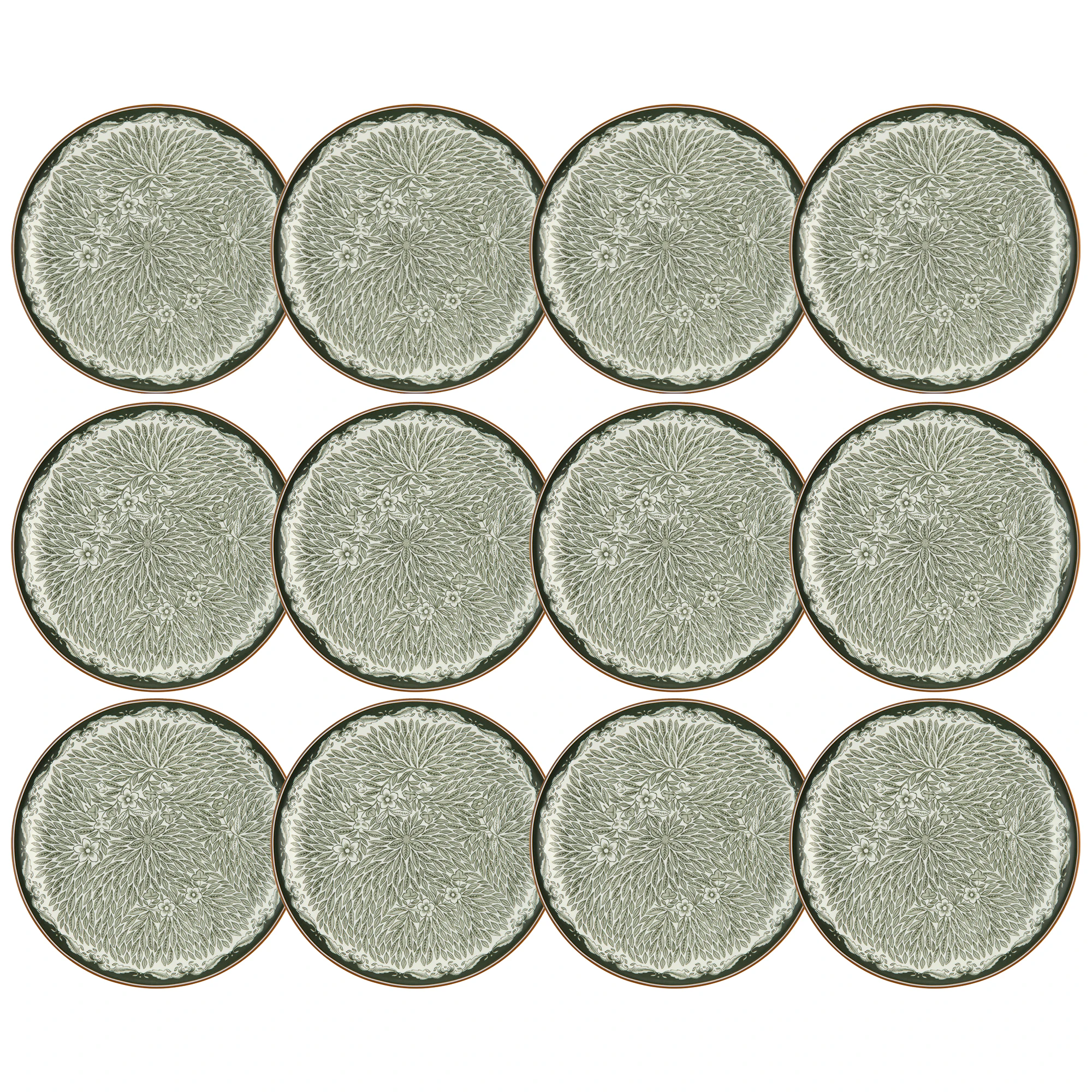 R&ouml;rstrand Ostindia Floris Tallerken 20 Cm 12-pk - Asjetter Porselen Gr&oslash;nn - 1074223X12