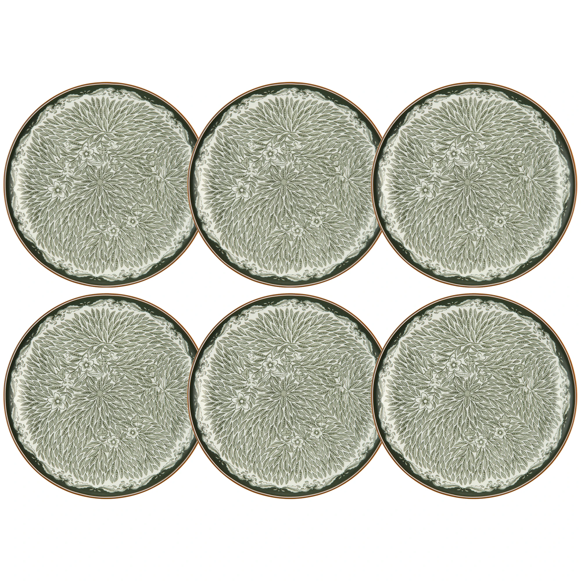 R&ouml;rstrand Ostindia Floris Tallerken 20 Cm 6-pk - Asjetter Porselen Gr&oslash;nn - 1074223X6