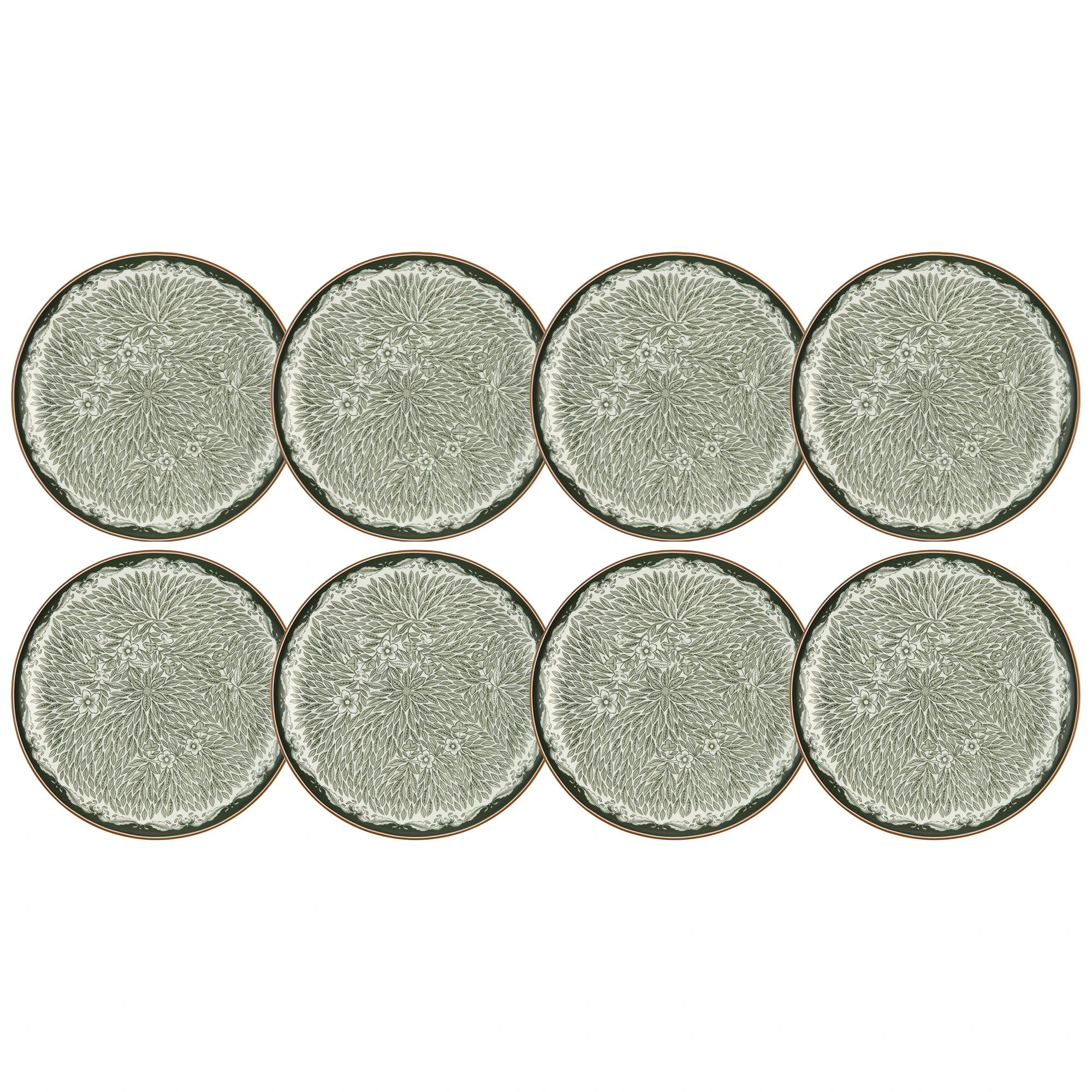 R&ouml;rstrand Ostindia Floris Tallerken 20 Cm 8-pk - Asjetter Porselen Gr&oslash;nn - 1074223X8
