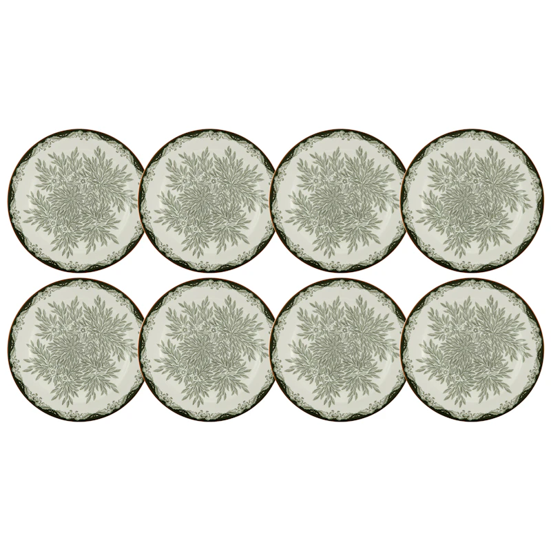Ostindia Floris Tallerken 27 cm 8-pk, Grønn