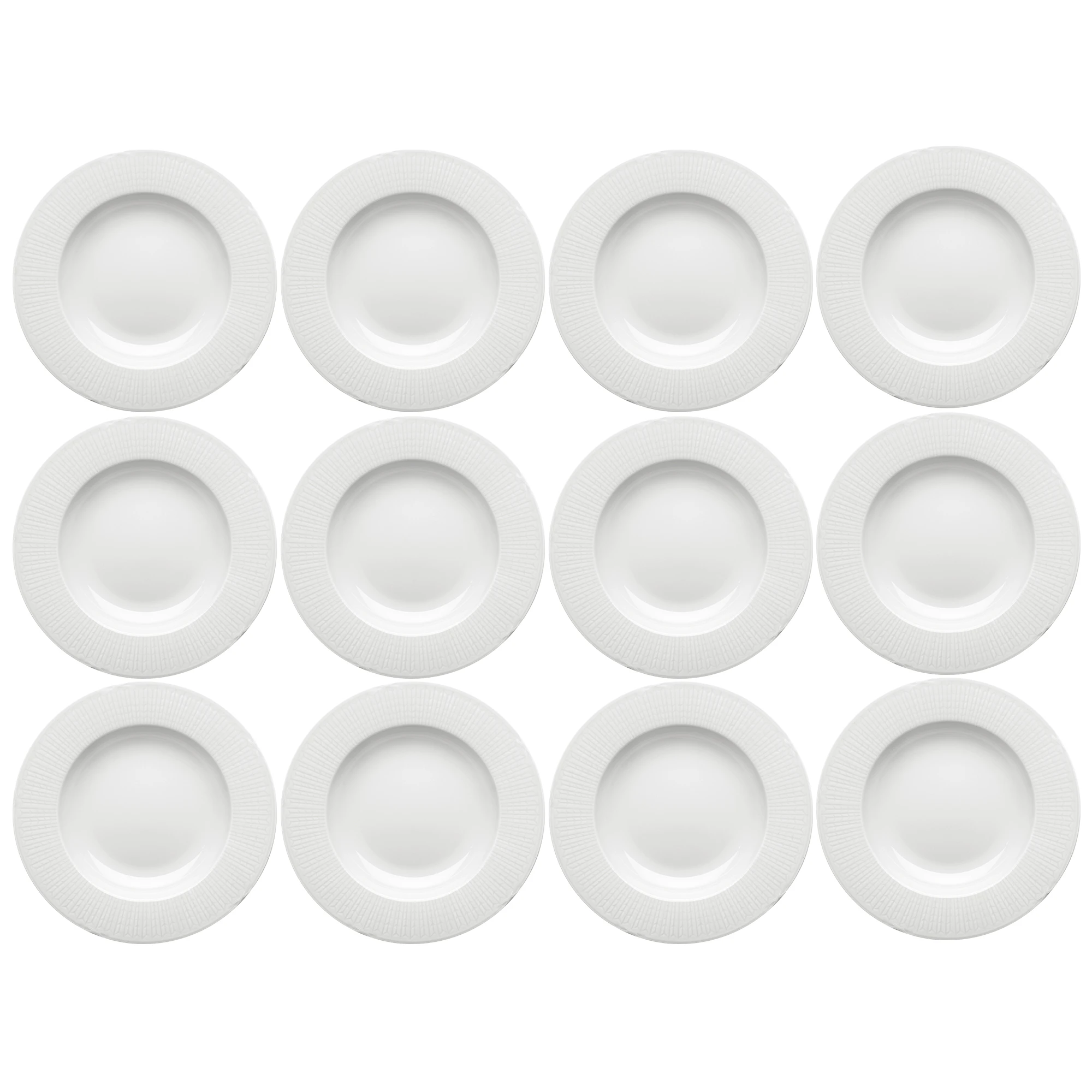 R&ouml;rstrand Swedish Grace Dyp Tallerken 25 Cm 12-pk Sn&oslash; - Dype tallerkener Porselen Snow (White) - 1012215X12