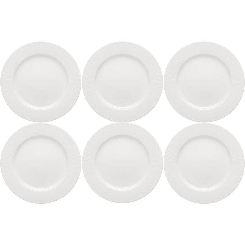 Swedish Grace Tallerken 21 cm 6-pk, Snow (White)