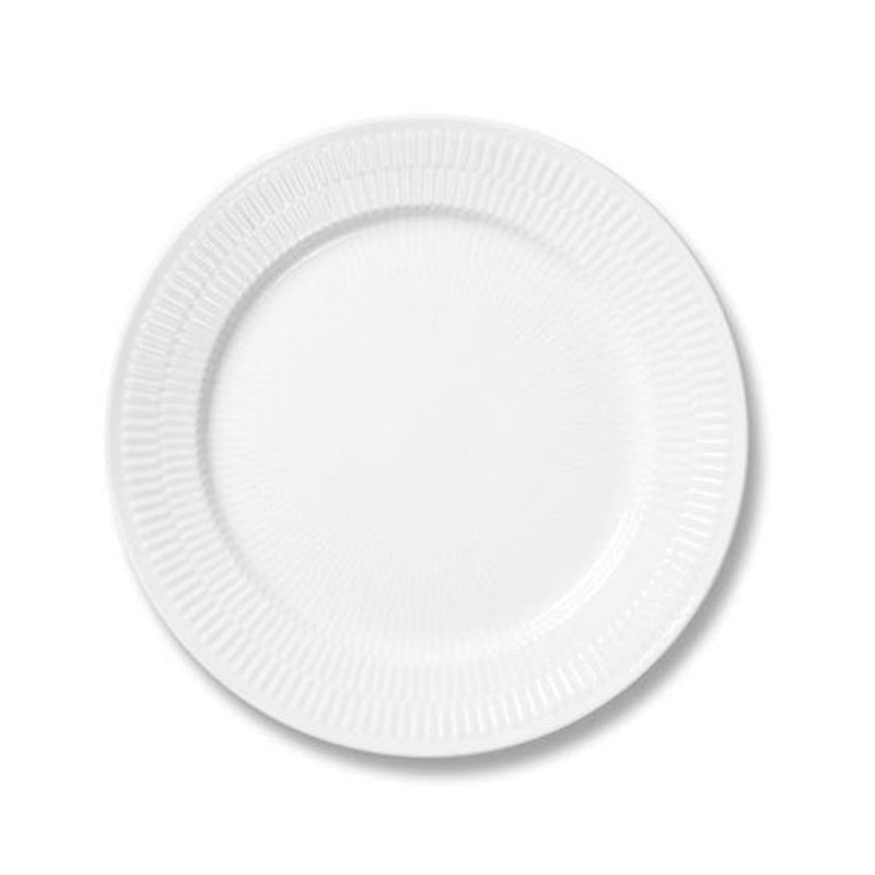White Fluted Tallerken, 22 cm