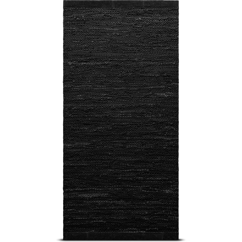 Leather Gulvteppe 65x135 cm, Sort