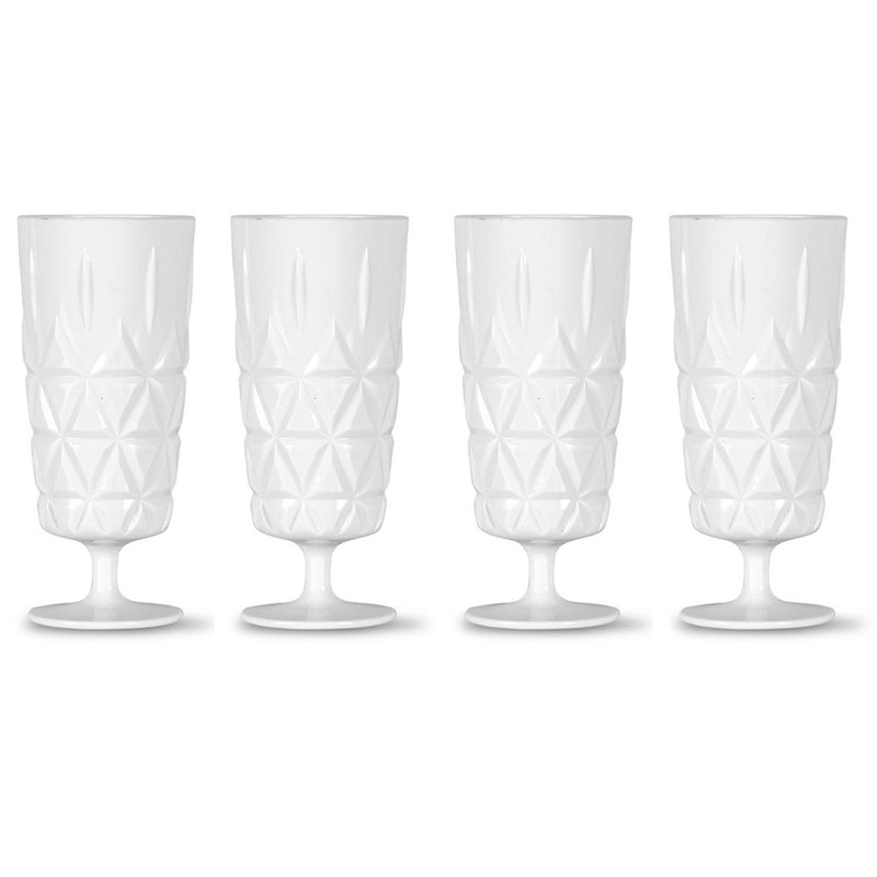Picknick Glass Høyt med Fot Akryl 4-pk, Hvit