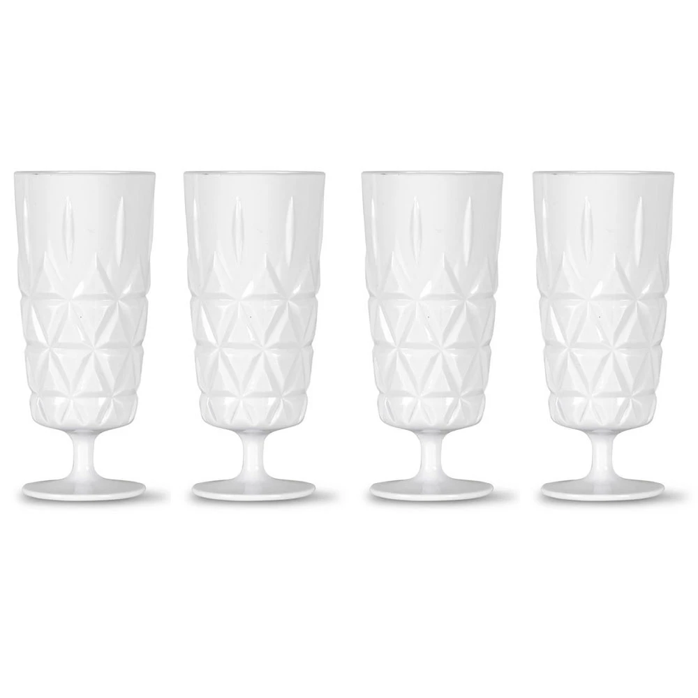 Sagaform Picknick Glass H&oslash;yt Med Fot Akryl 4-pk  -  Champagneglass Akrylglass Hvit - 5018173