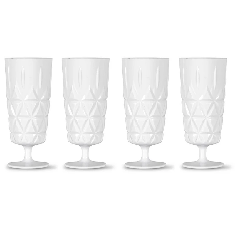 Picknick Glass Høyt med Fot Akryl 4-pk, Hvit