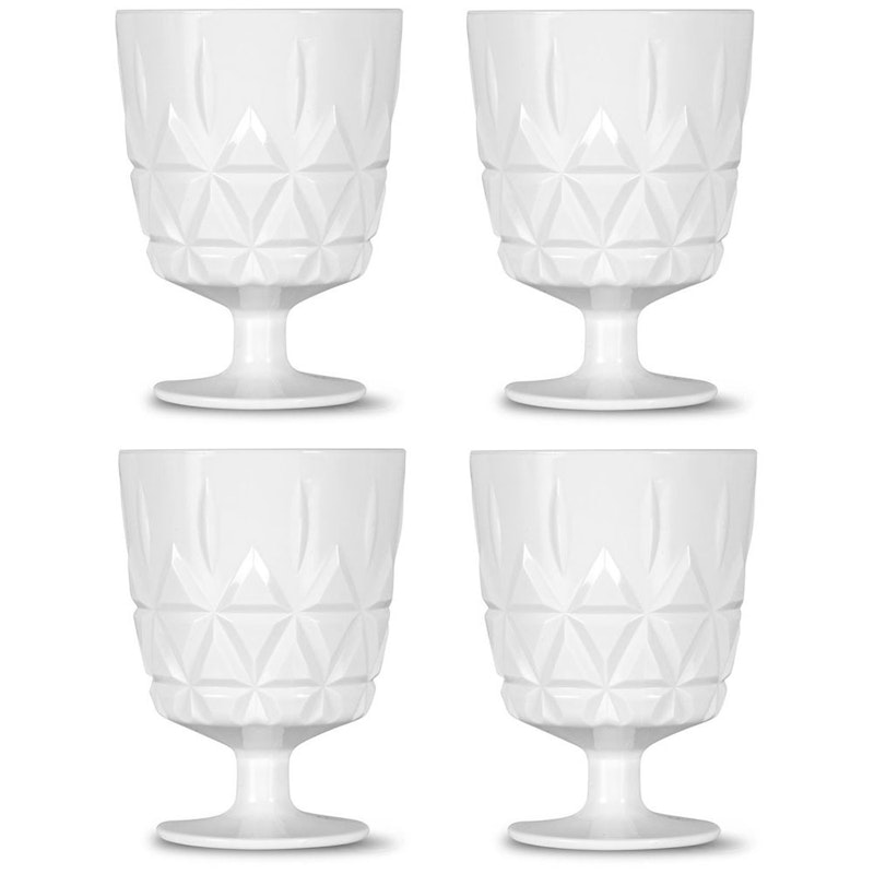 Picknick Glass med Fot Akryl 4-pk, Hvit