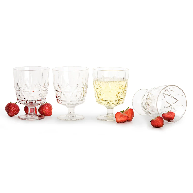 Picnic Juni Glass Med Fot 4-pk, Klar