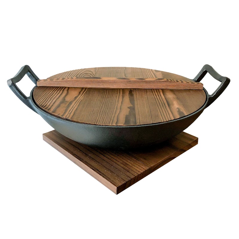 Nabe Wokpanne Med Trelokk & Glasslokk Ø36 cm/6 L