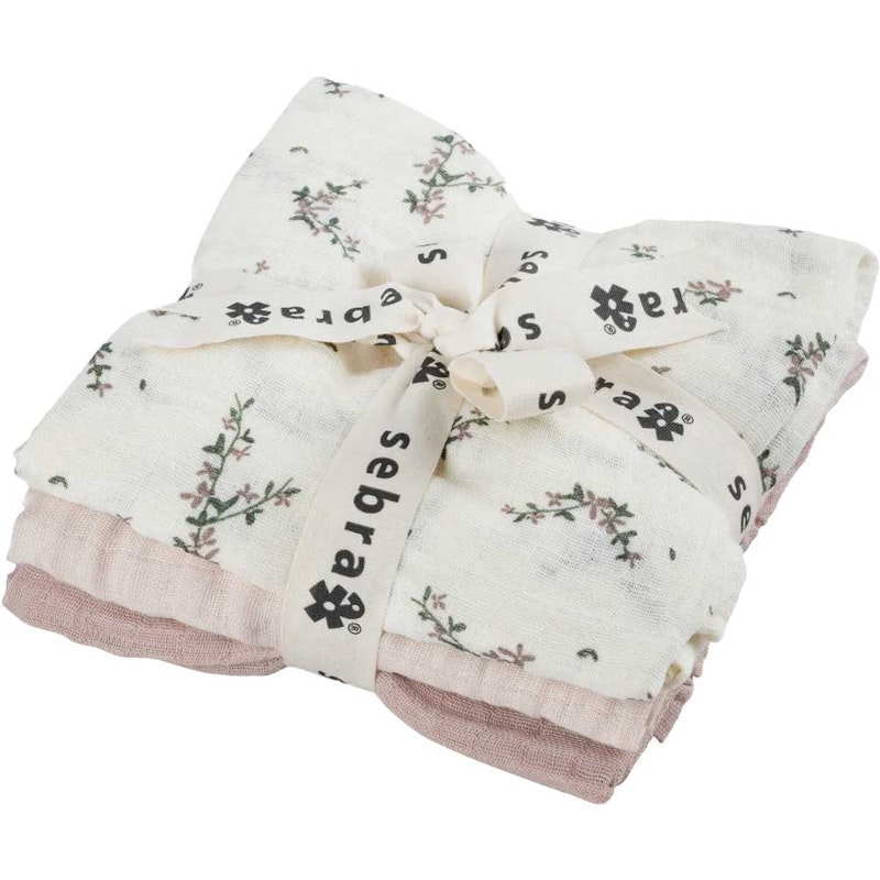 Muslin Babyteppe 3-pk, Powder Blossom
