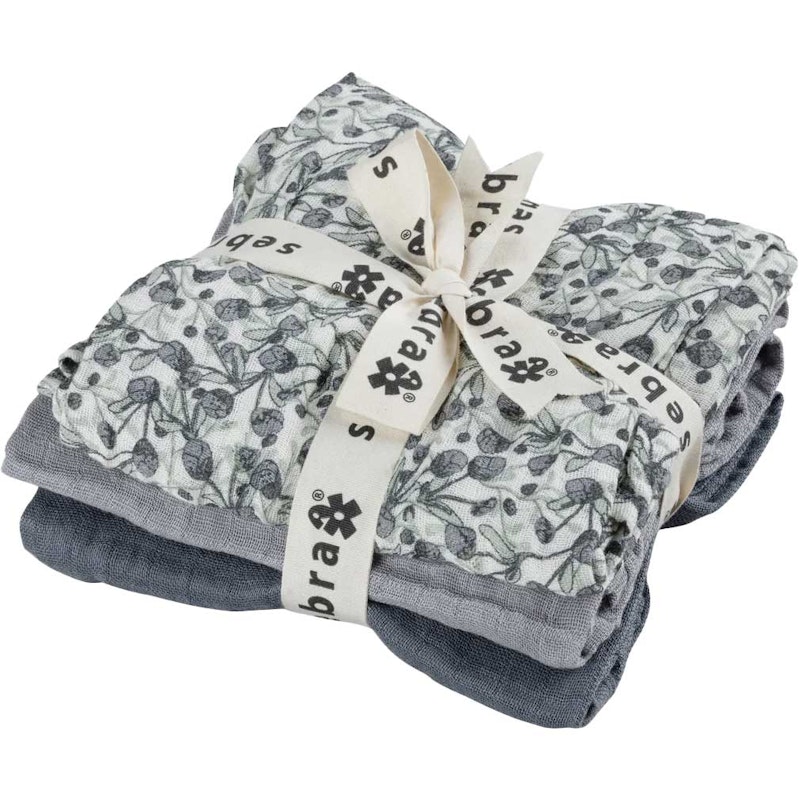 Muslin Babyteppe 3-pk, Blue Olive